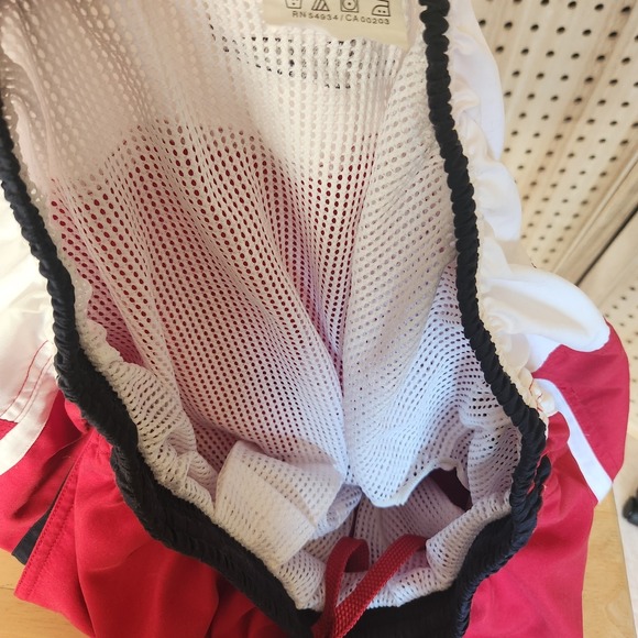 VTG SPEEDO Swim Trunks Men's XL Swimsuit Swimming Red White Board Shorts Nwot - Picture 4 of 9